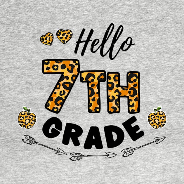 Hello 7th Grade Leopard Back To School by Centorinoruben.Butterfly